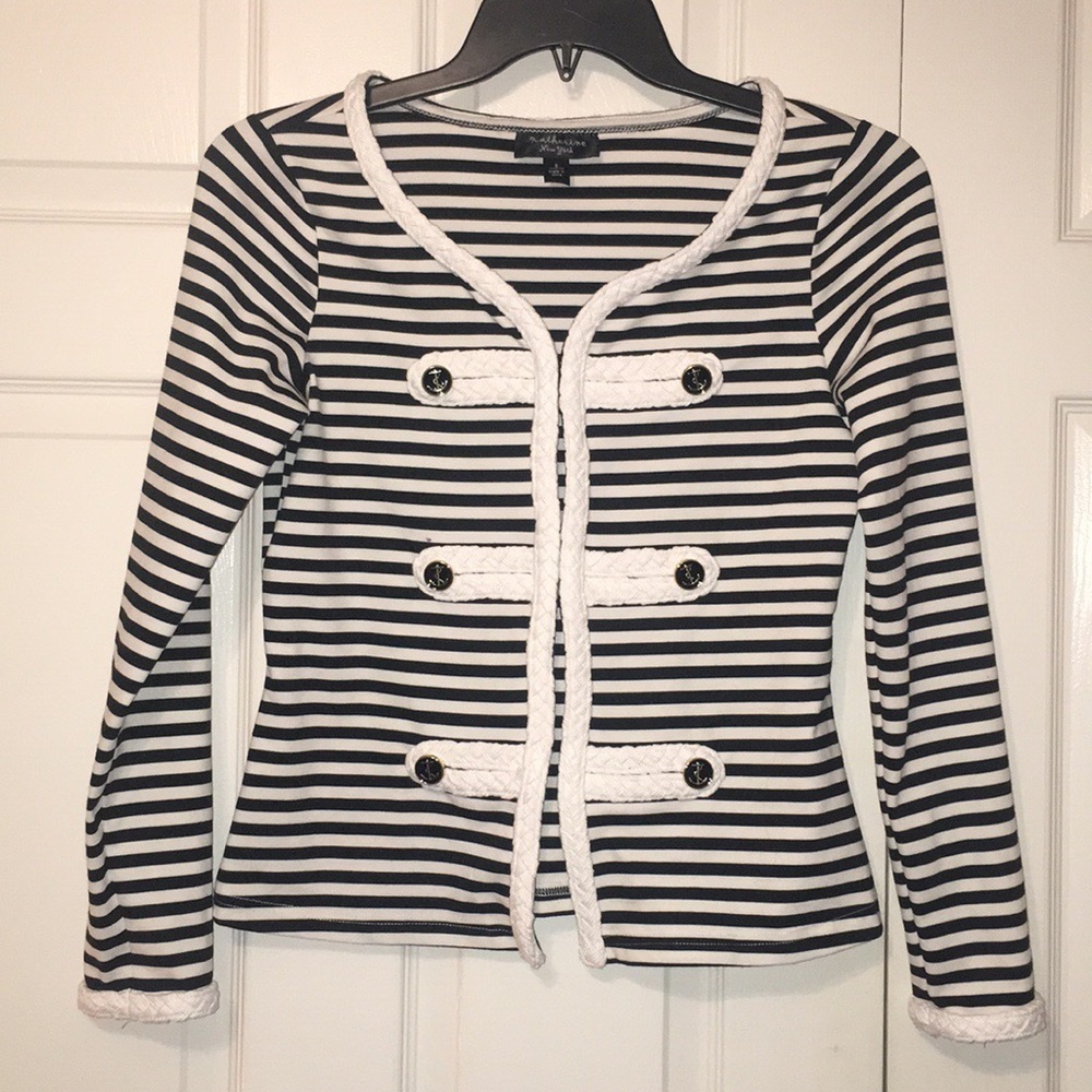 Nautical Black & White Striped Blazer Size Small